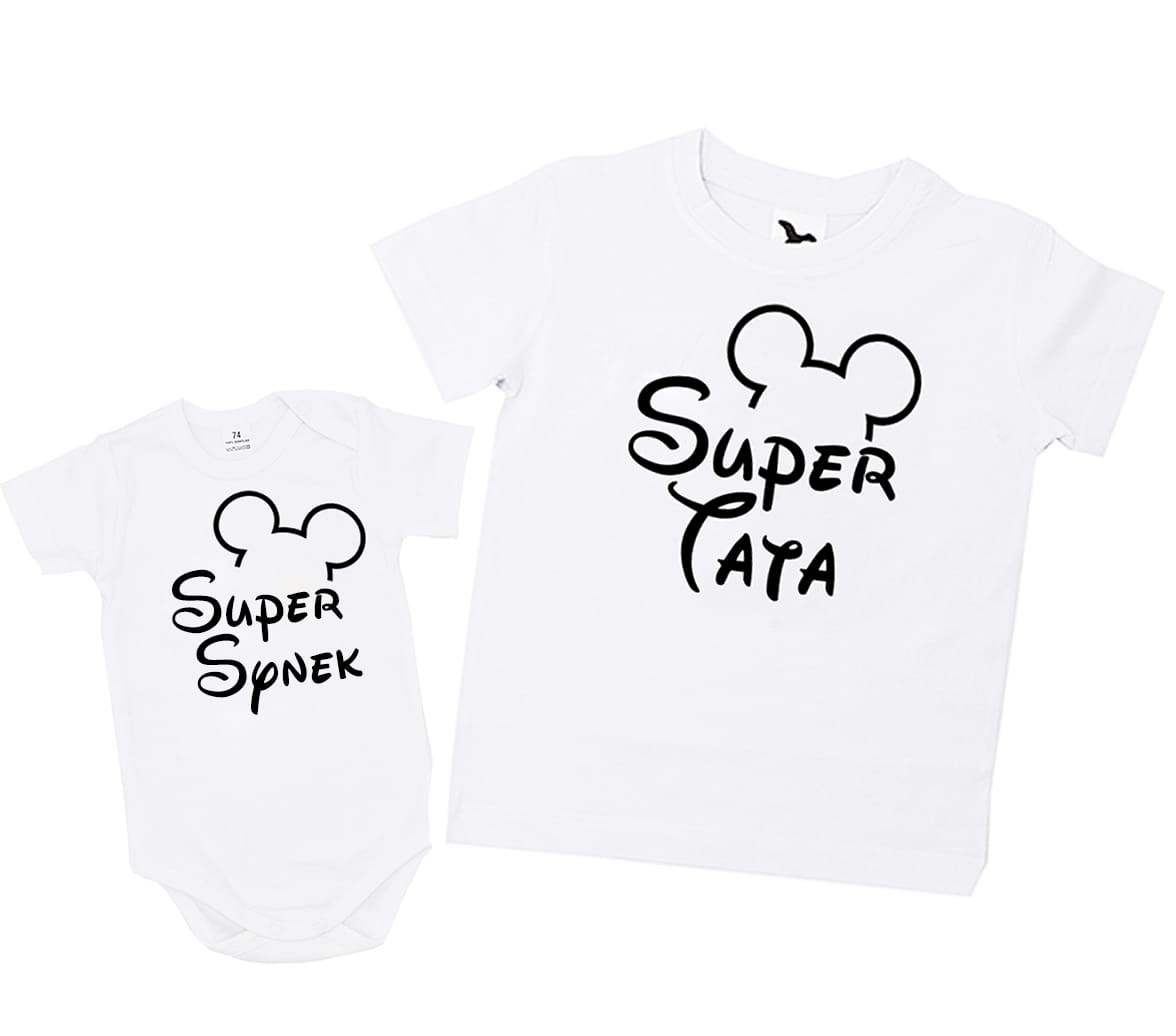 Zestaw dla taty i syna, Super tata, super synek z uszkami myszki