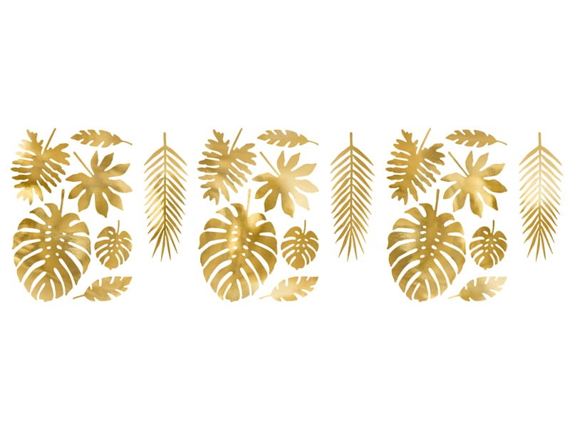 Dekoracje Aloha - Liście tropikalne, złoty