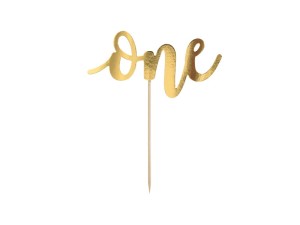 Topper na tort "one", złoty, 19cm