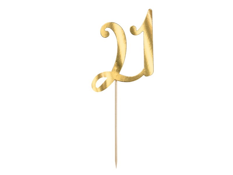 Topper na tort 21 złoty 20.5cm