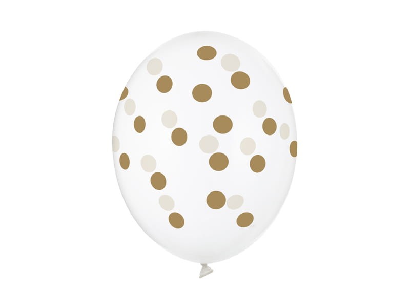 Balony 30cm, złote kropki, Crystal Clear