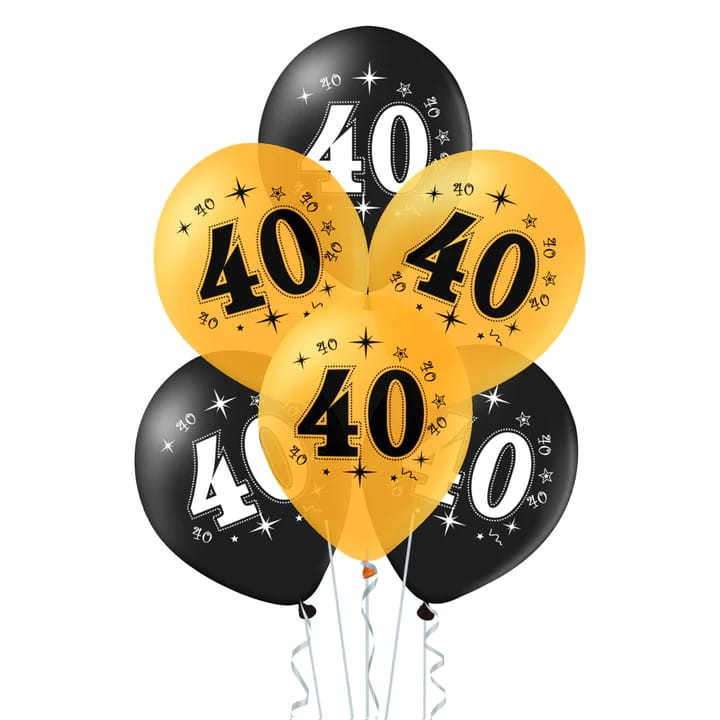 Balony złote czarne 40 urodziny 12cali 10szt