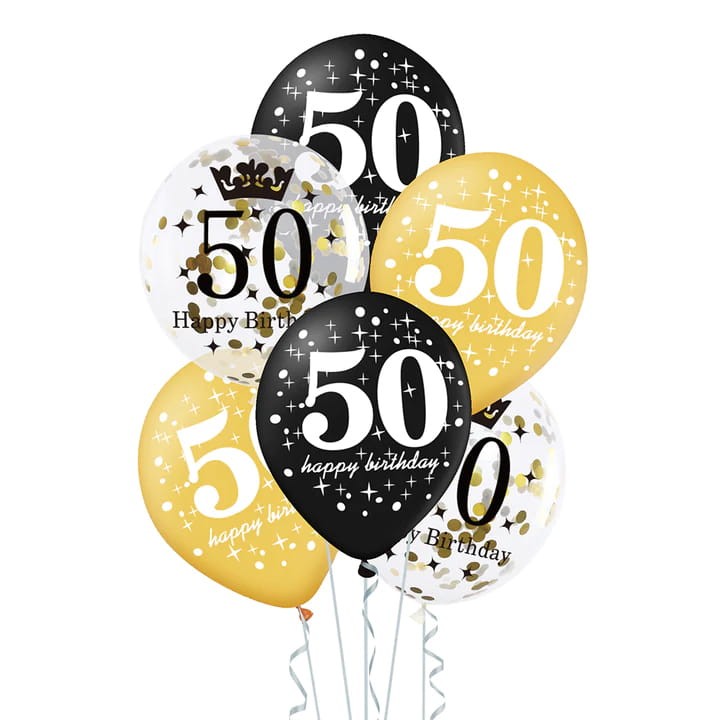 Zestaw balonów 50 urodziny z konfetti 12 cali 6szt