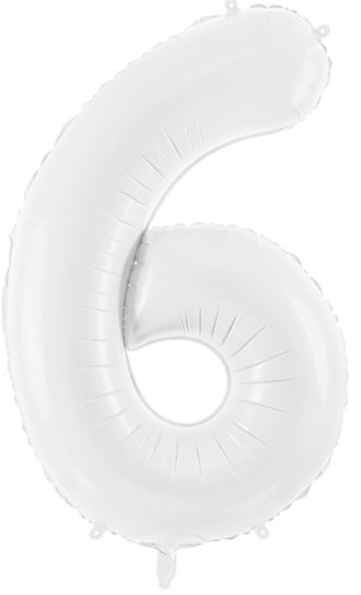 Balon foliowy Cyfra 6, 86cm, biały XL