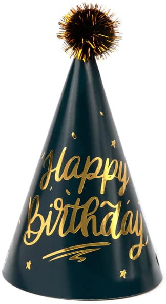 Czapeczka urodzinowa z pomponem Happy Birthday 1szt.