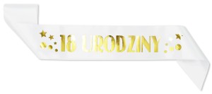 Szarfa ze złotym nadrukiem 18 urodziny