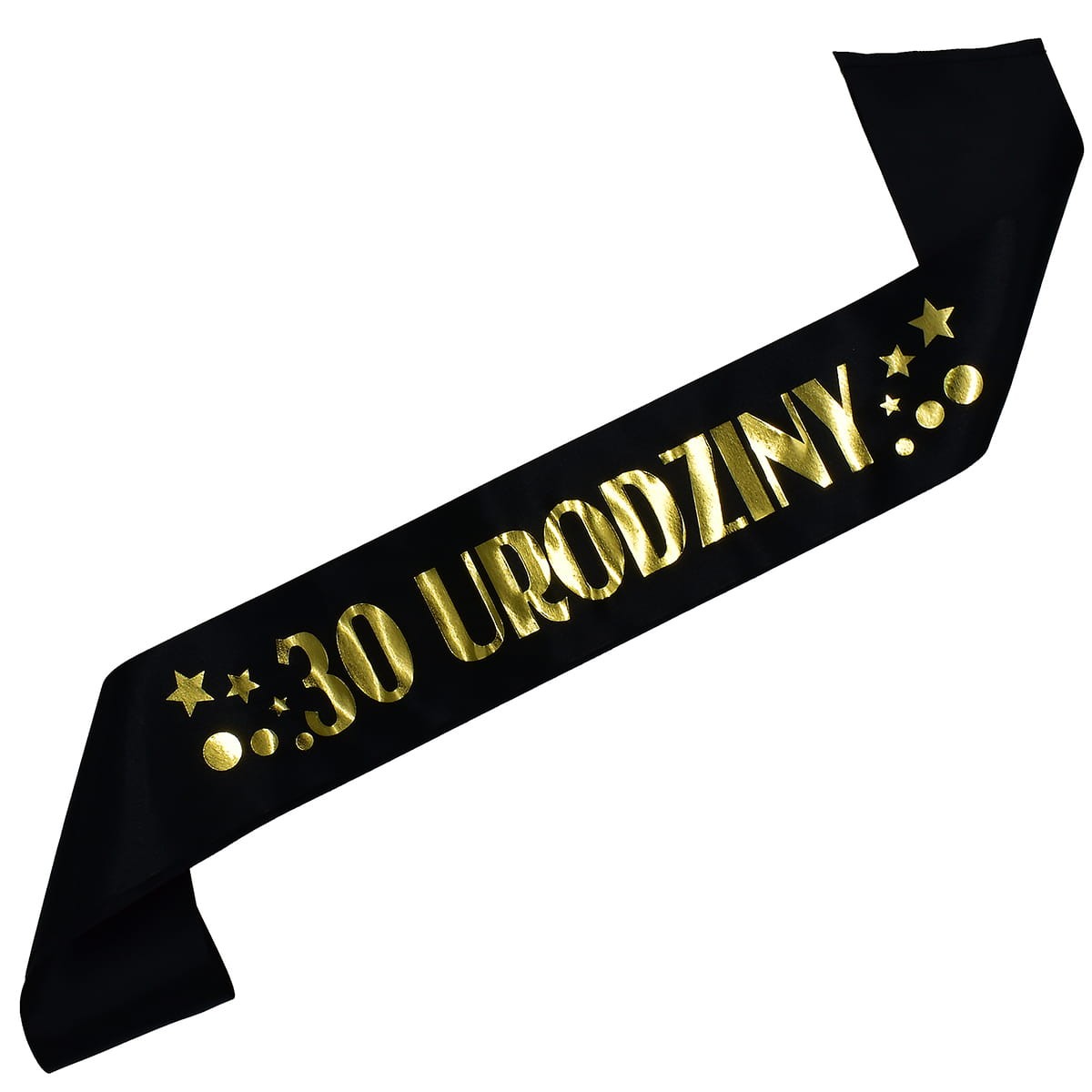 Czarna szarfa ze złotym nadrukiem 30 urodziny