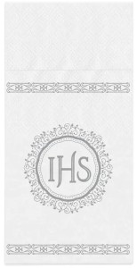 Serwetki na sztućce Komunia Święta biało-srebrne 16 szt