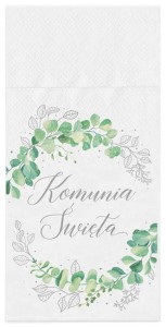 Serwetki na sztućce Komunia Święta Eukaliptus srebrny 16szt.