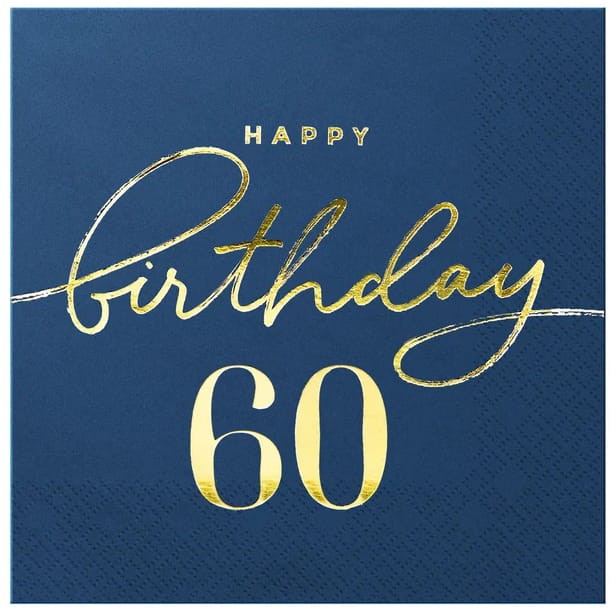 Serwetki Happy Birthday 60 granatowe 10szt