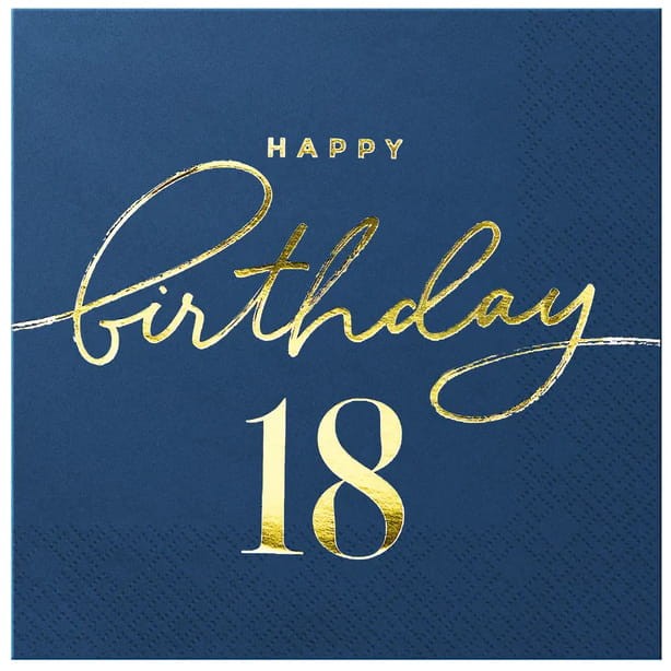Serwetki Happy Birthday 18 granatowe 10szt.