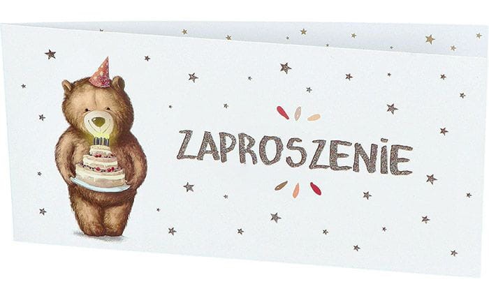Zaproszenia urodzinowe z misiem 10szt