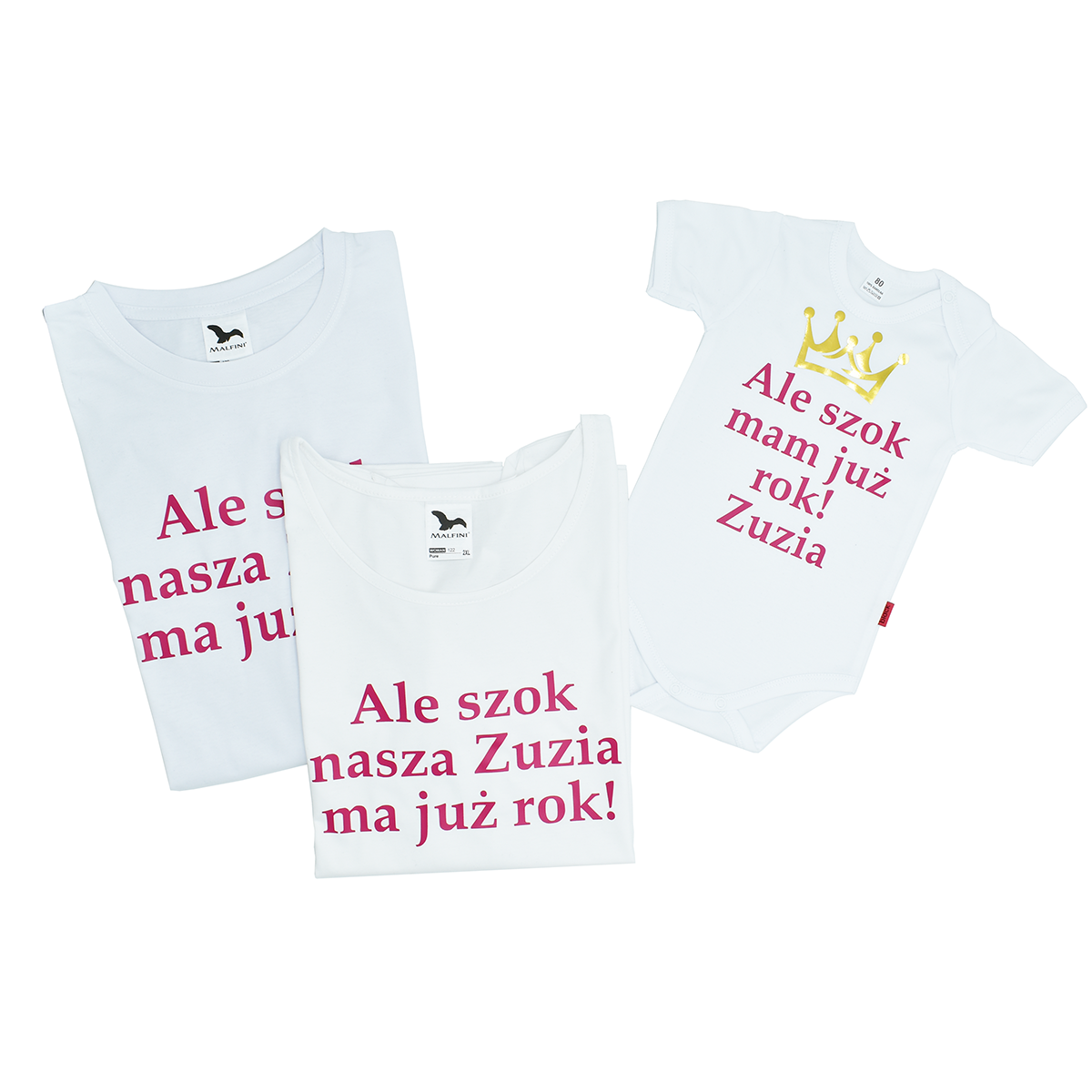 komplet tshirt + body ale szok ma juz rok + imie