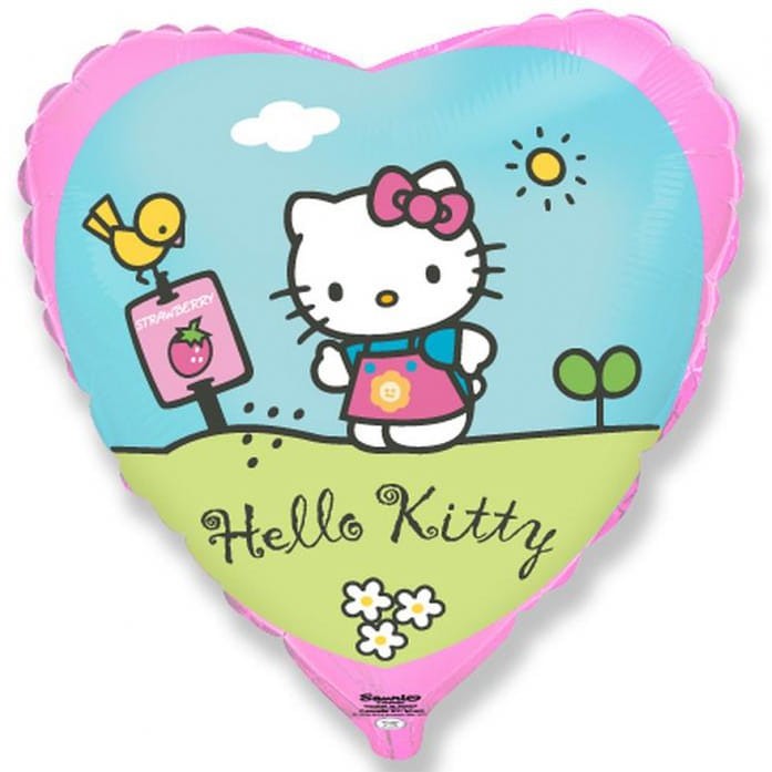 balon foliowy 45cm hello kitty w ogrodku
