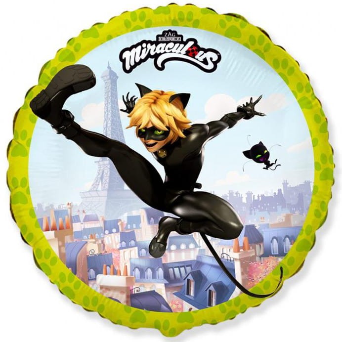 balon foliowy 45cm miraculous cat noir okragly