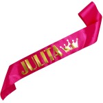 Różowa szarfa z Twoim imieniem w kolorze złotym