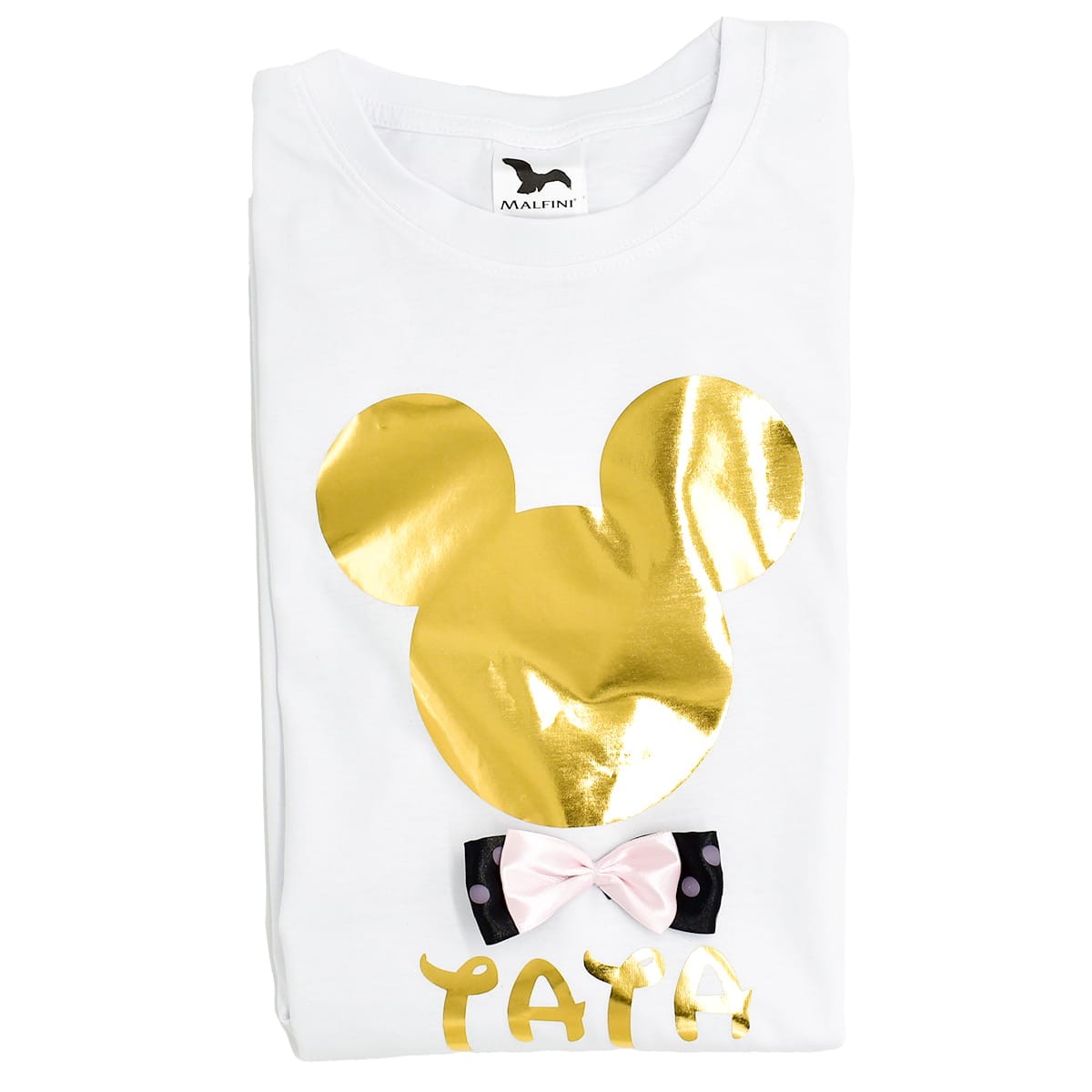 koszulka tata z myszka i kokardka zlote