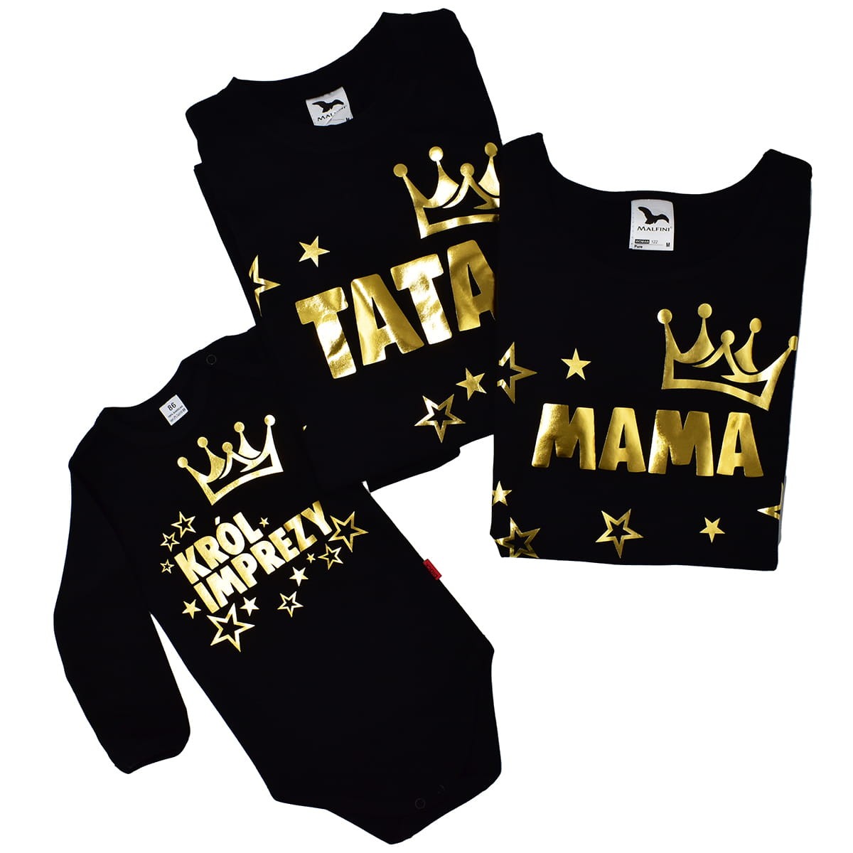 zestaw mama tata i krol imprezy body