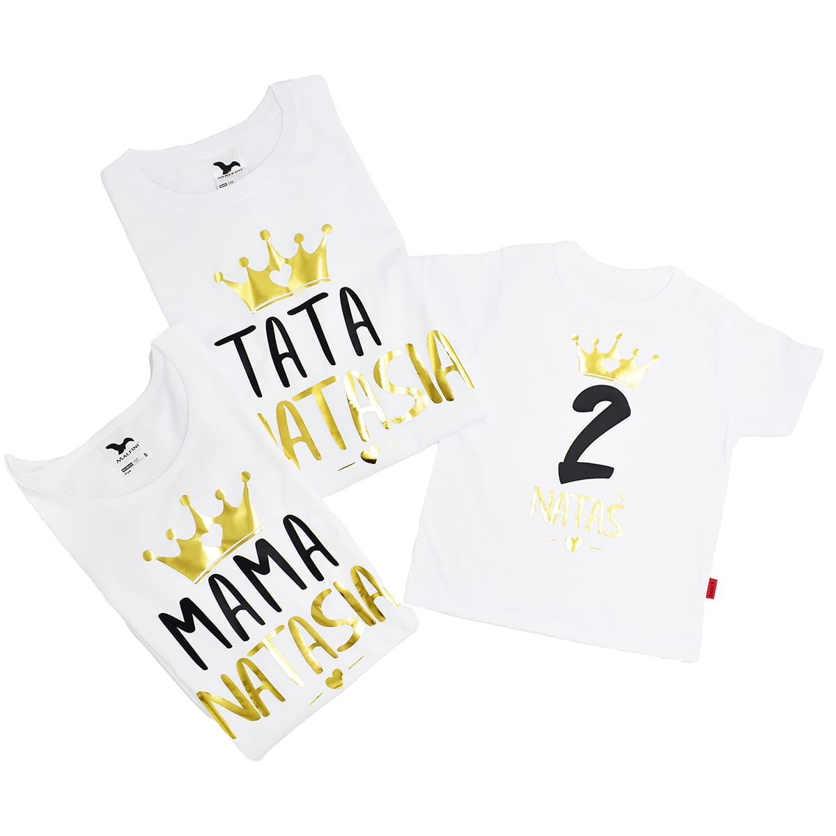 zestaw rodzinny mama i tata 2 urodziny z imieniem dziecka i korona