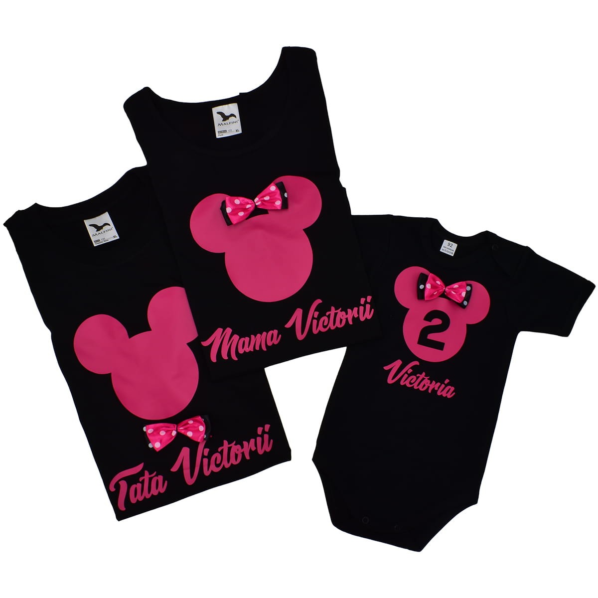 zestaw 2+1 koszulki z myszkami i body z myszka i 2
