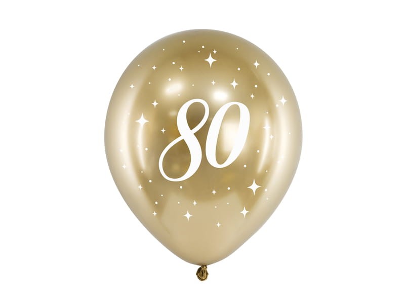 Balony Glossy 30cm, 80 urodziny złote