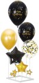 Balony Happy Birthday czarno-złote 6szt. zestaw ze stojakiem DIY