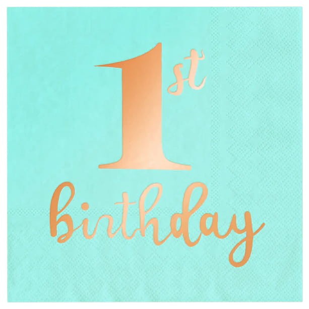 Serwetki 1st birthday turkusowe 10szt