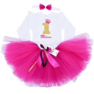 Komplet  na 1 urodziny z imieniem- spódniczka TUTU i body