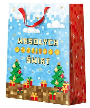 Torebka prezentowa - Pixele Wesołych Świąt - 2XL