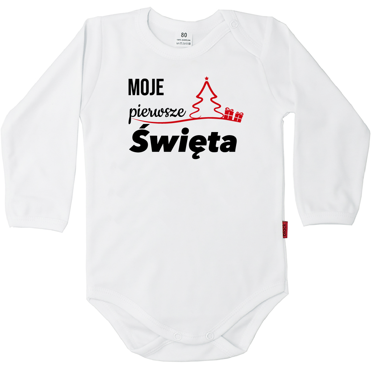 Białe body Moje Pierwsze Święta z choinką