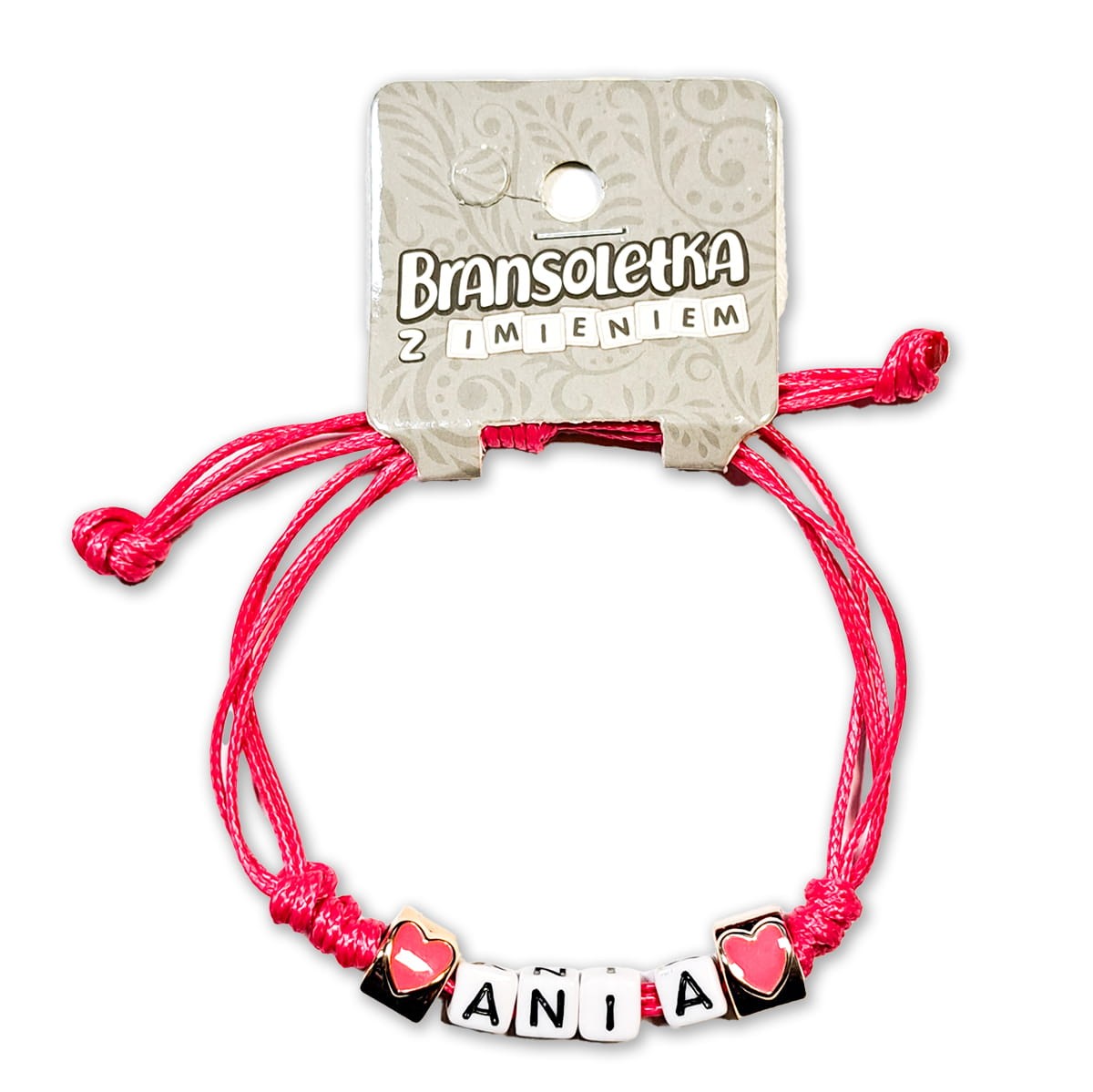 Bransoletka z imieniem Ania - różowa