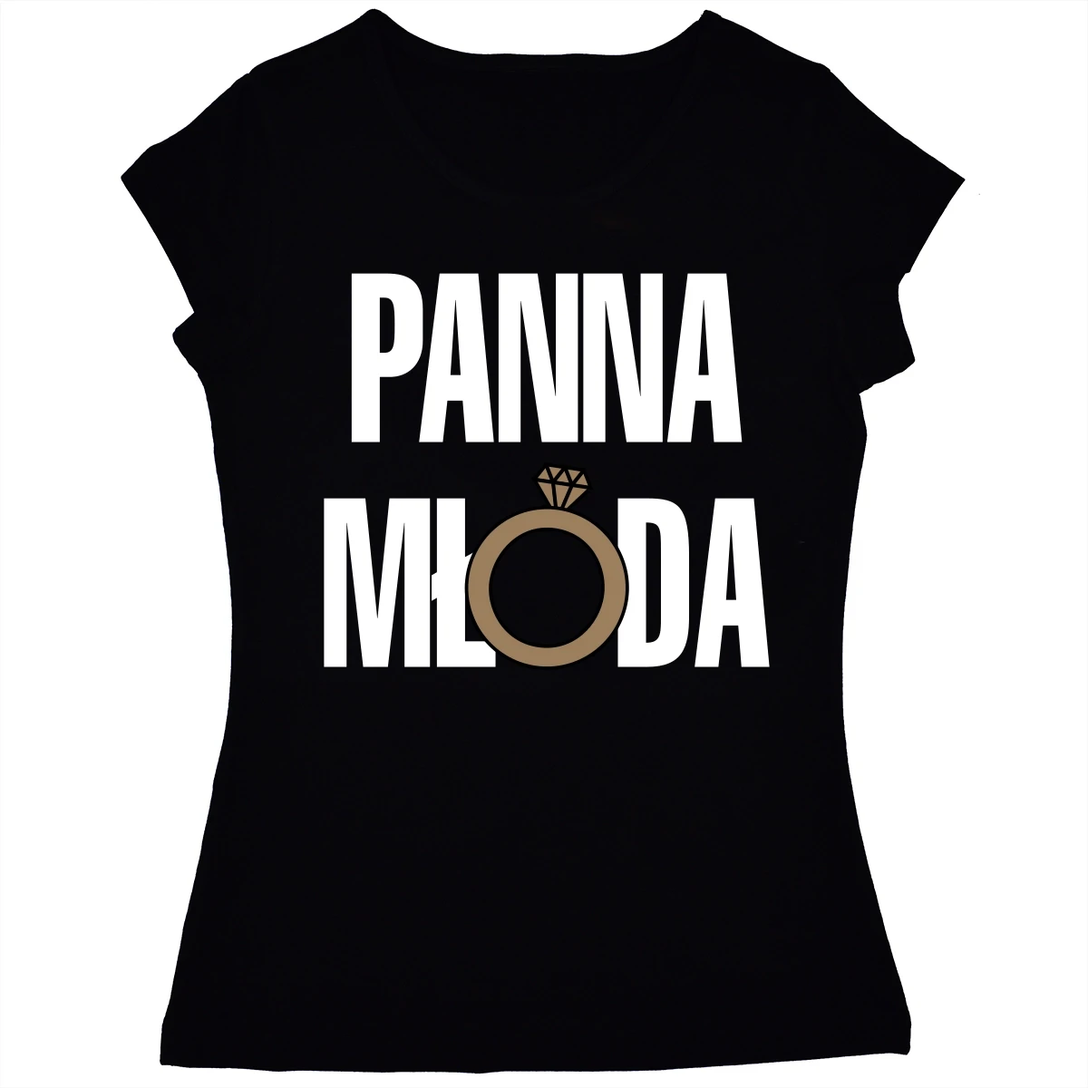 koszulka panna młoda z pierścionkiem czarna