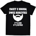 koszulka facet z brodą dwie korzyści, c**ę liże, d**ę czyści czarna