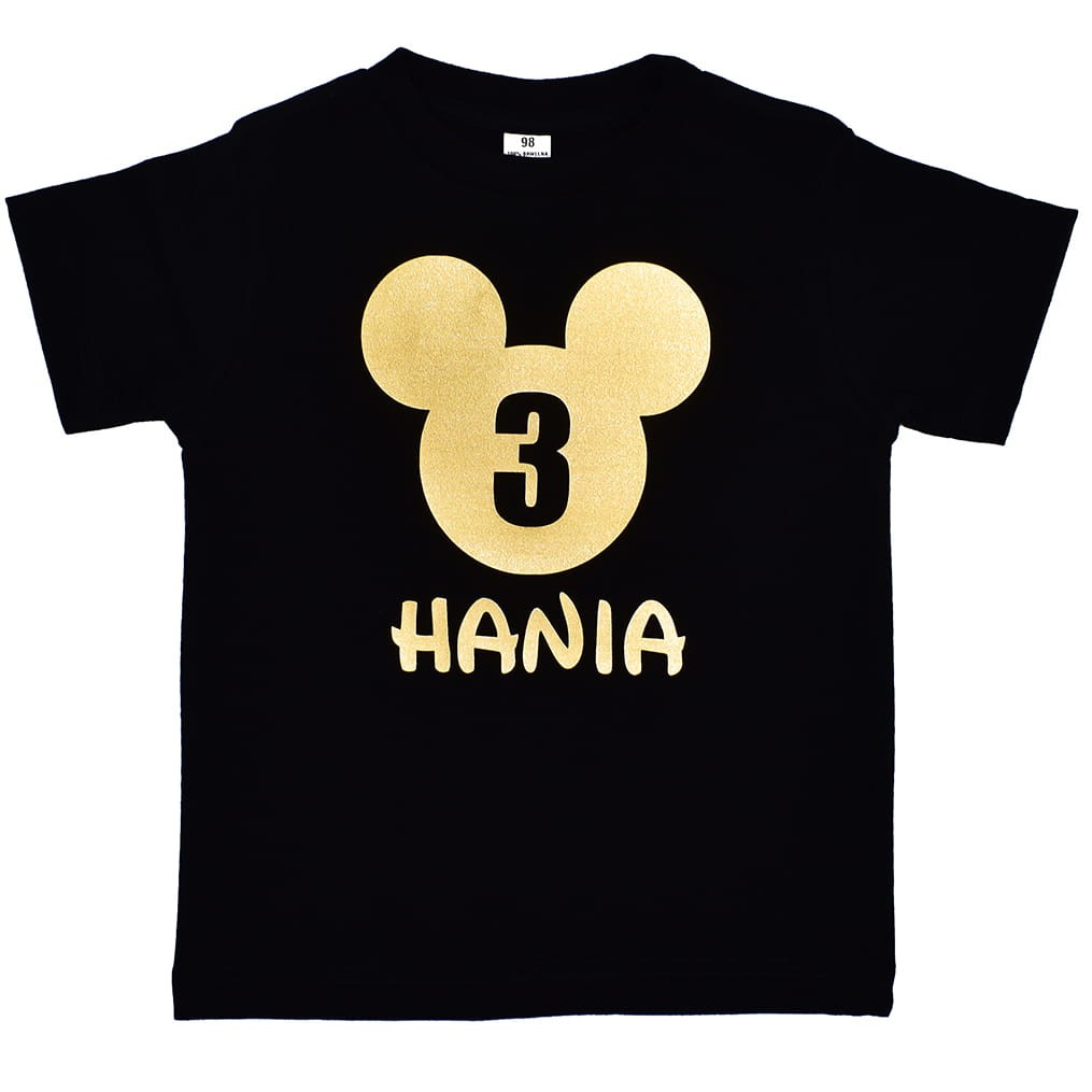 Myszka - czarna koszulka z dowolnym imieniem