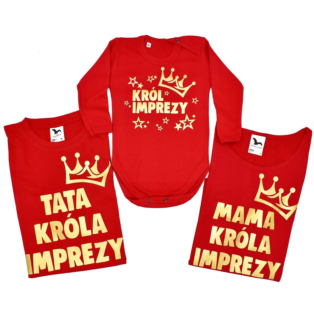 Zestaw koszulek mama tata syn KRÓL IMPREZY