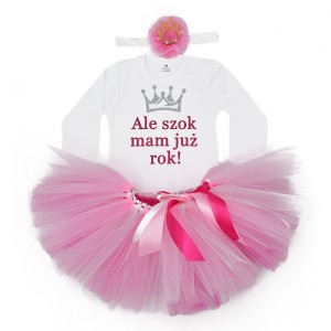 Komplet urodzinowy ALE SZOK MAM JUŻ ROK - mix różu