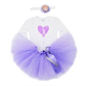 Komplet na roczek balon z cyferką - fiolet