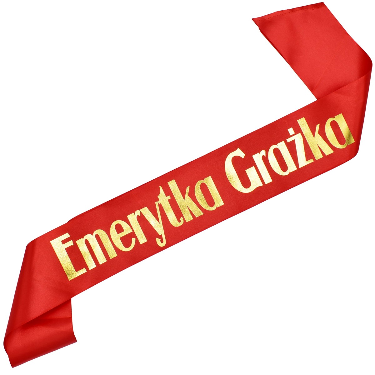 czerwona szarfa ze złotym nadrukiem emerytka z dowolnym  imieniem.jpg