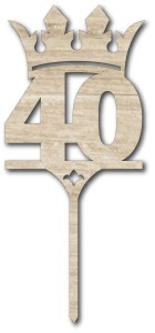 Topper na tort - cyfra 40 z koroną - sklejka