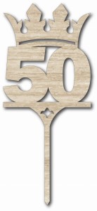Topper na tort - cyfra 50 z koroną - sklejka