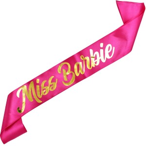 Miss Barbie - różowa szarfa ze złotym nadrukiem