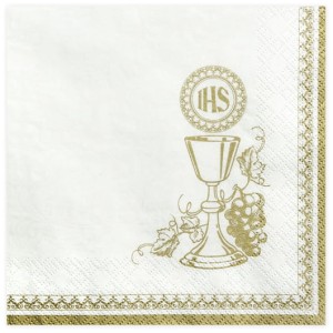 Serwetki komunijne Kielich, biały, 33 x 33cm, 20szt
