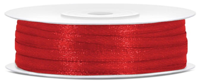 Tasiemka satynowa, czerwony, 3mm/50m