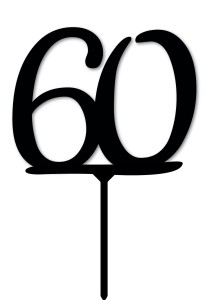 Topper na tort - cyfra 60 - czarny