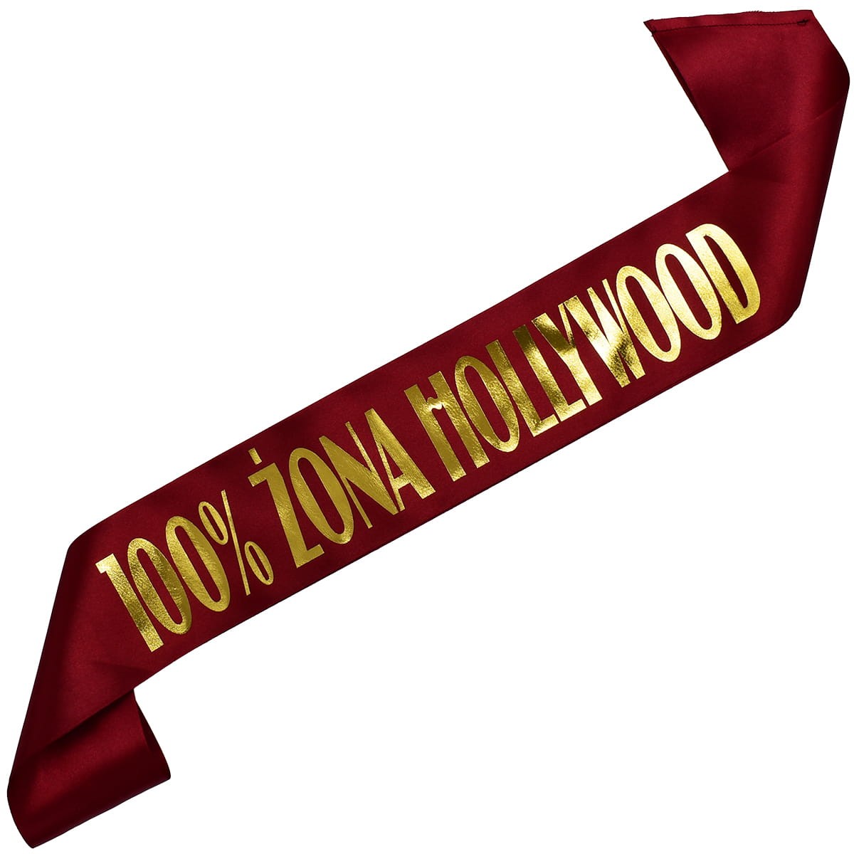 Bordowa szarfa ze złotym nadrukiem 100% żona hollywood