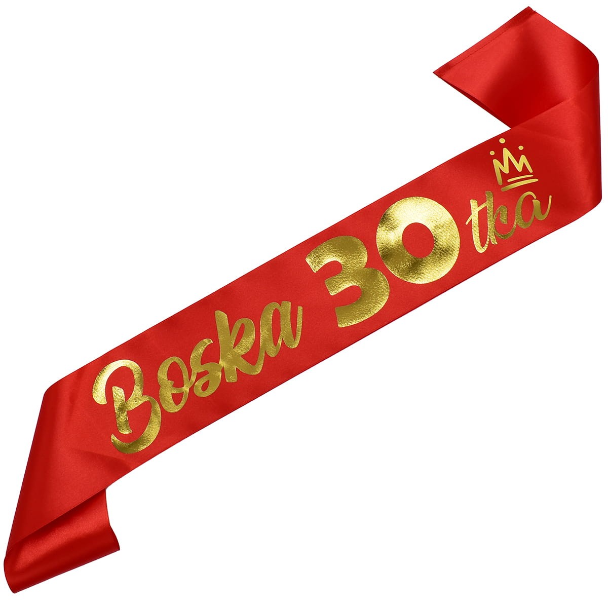 boska 30tka czerwona szarfa ze złotym nadrukiem