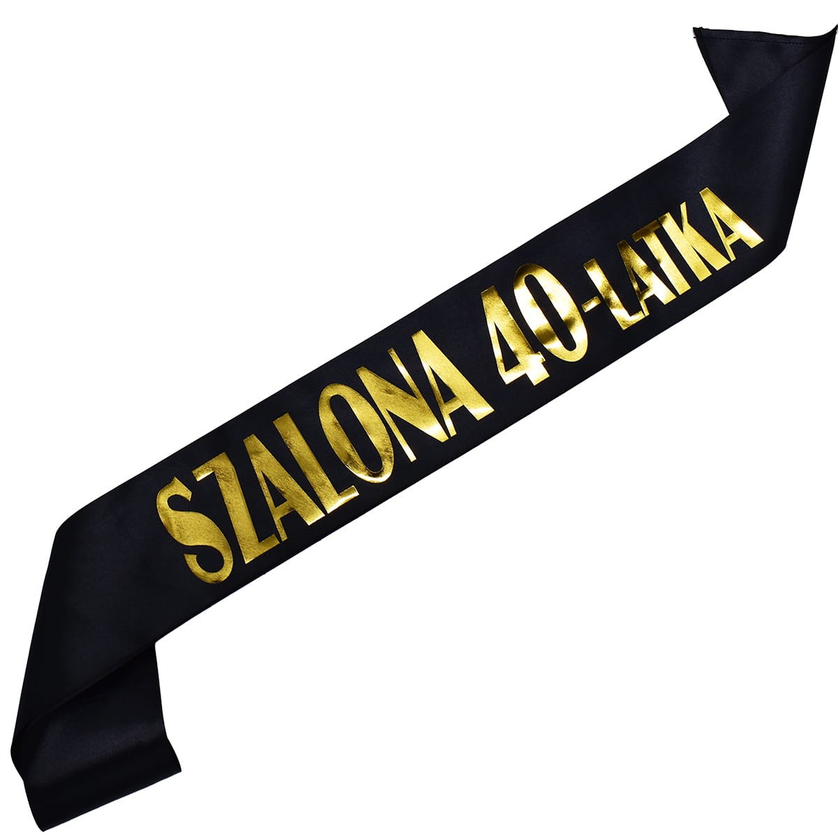 czarna szarfa ze złotym nadrukiem szalona 40-latka