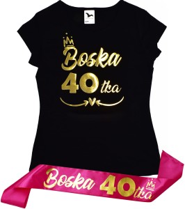 Zestaw urodzinowy koszulka i różowa szarfa Boska 40tka 