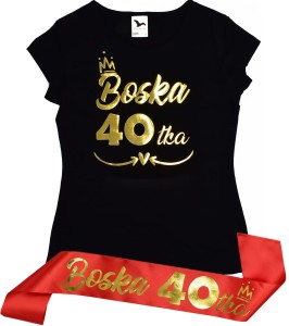 Zestaw urodzinowy koszulka i czerwona szarfa Boska 40tka
