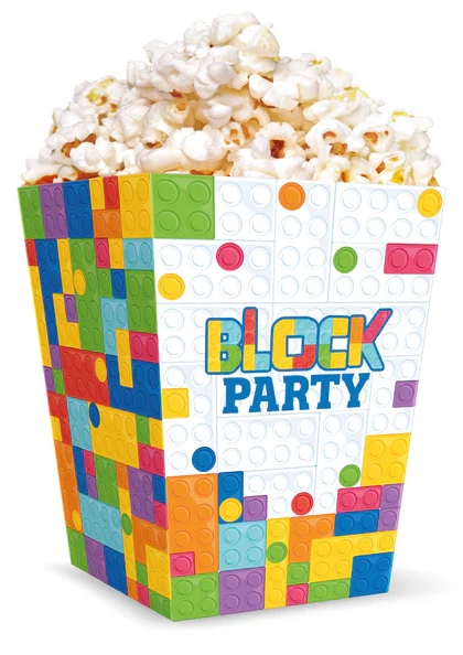 Pudełko na popcorn Klocki 12,5x8,5cm 6szt